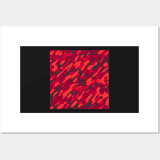 Crimson black Camouflage Posters and Art